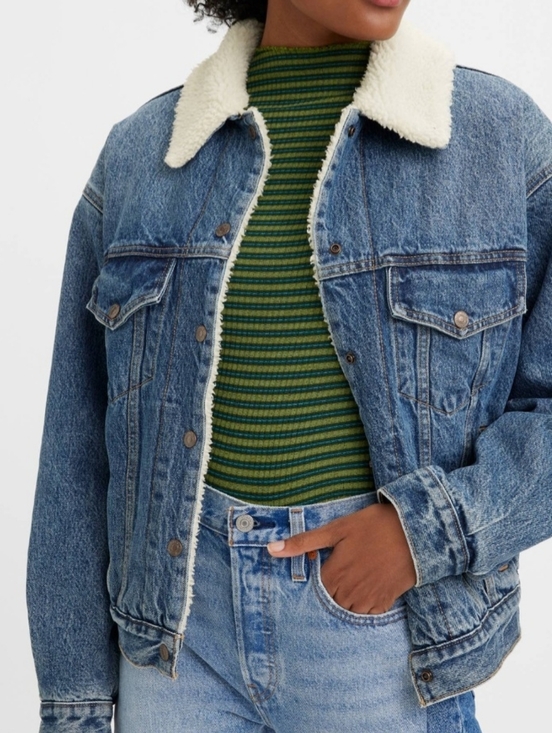 Levi's Jackets & Blazers - Levi's Blue Denim Jacket with Cream Sherpa Collar